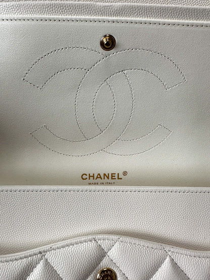 Chanel Ivory Caviar Jumbo Double Flap Bag