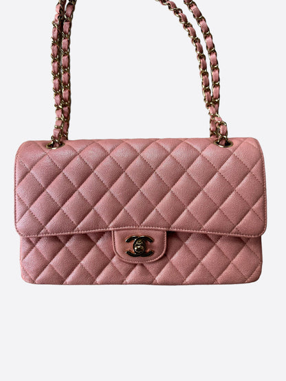 Chanel Iridescent Pink Caviar Medium Flap Bag