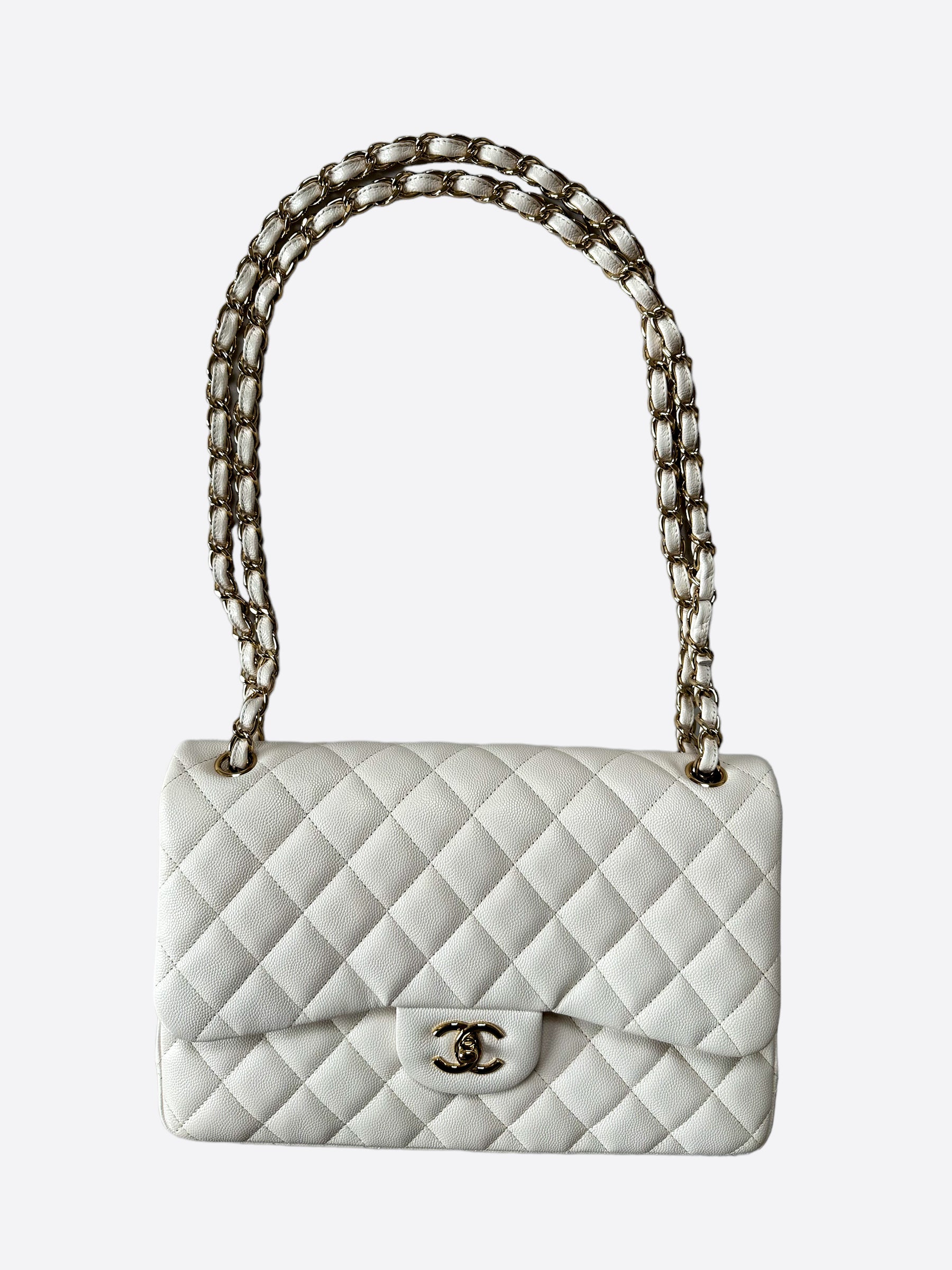 Chanel Classic Medium Double Flap Shoulder Bag Bag Ivory-US