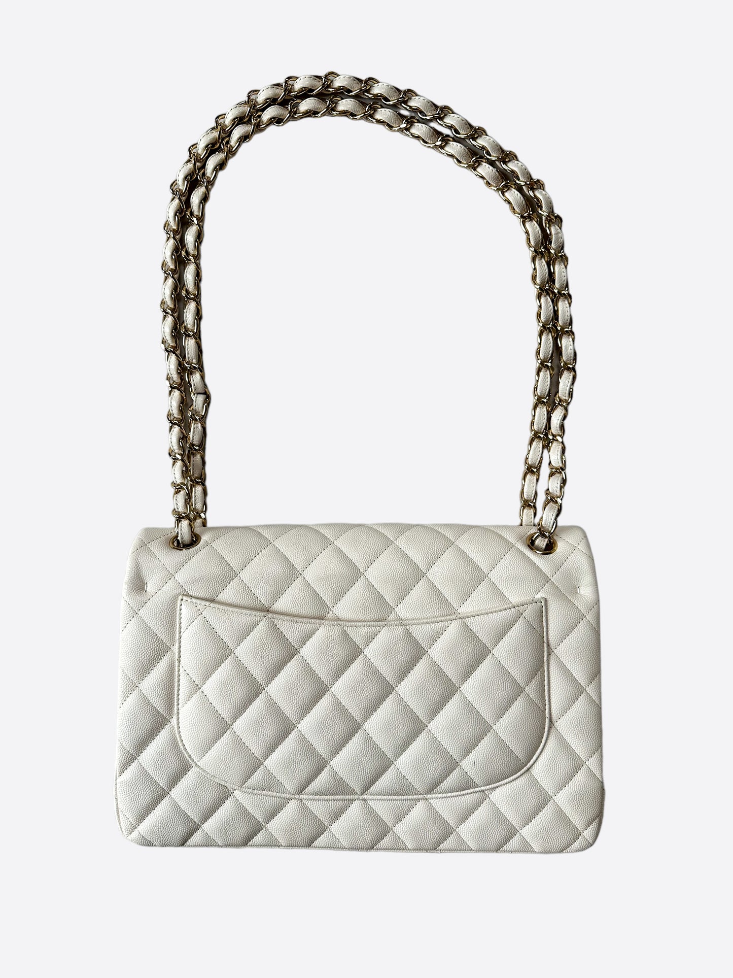 Chanel Ivory Caviar Jumbo Double Flap Bag