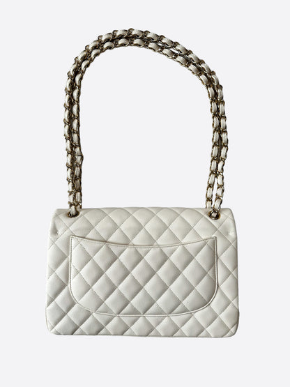 Chanel Ivory Caviar Jumbo Double Flap Bag