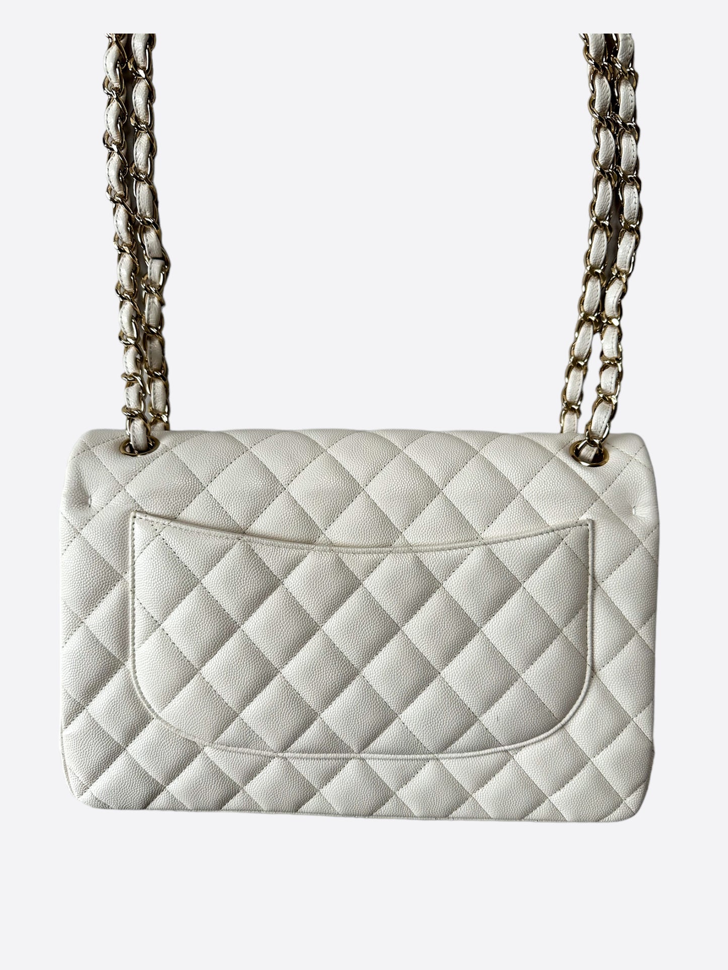 Chanel Ivory Caviar Jumbo Double Flap Bag