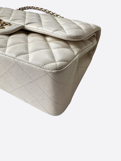 Chanel Ivory Caviar Jumbo Double Flap Bag