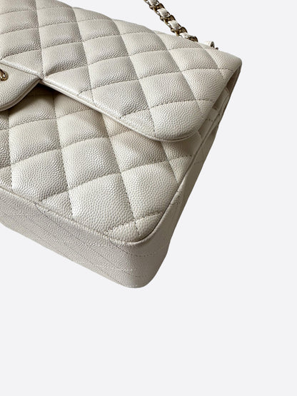 Chanel Ivory Caviar Jumbo Double Flap Bag