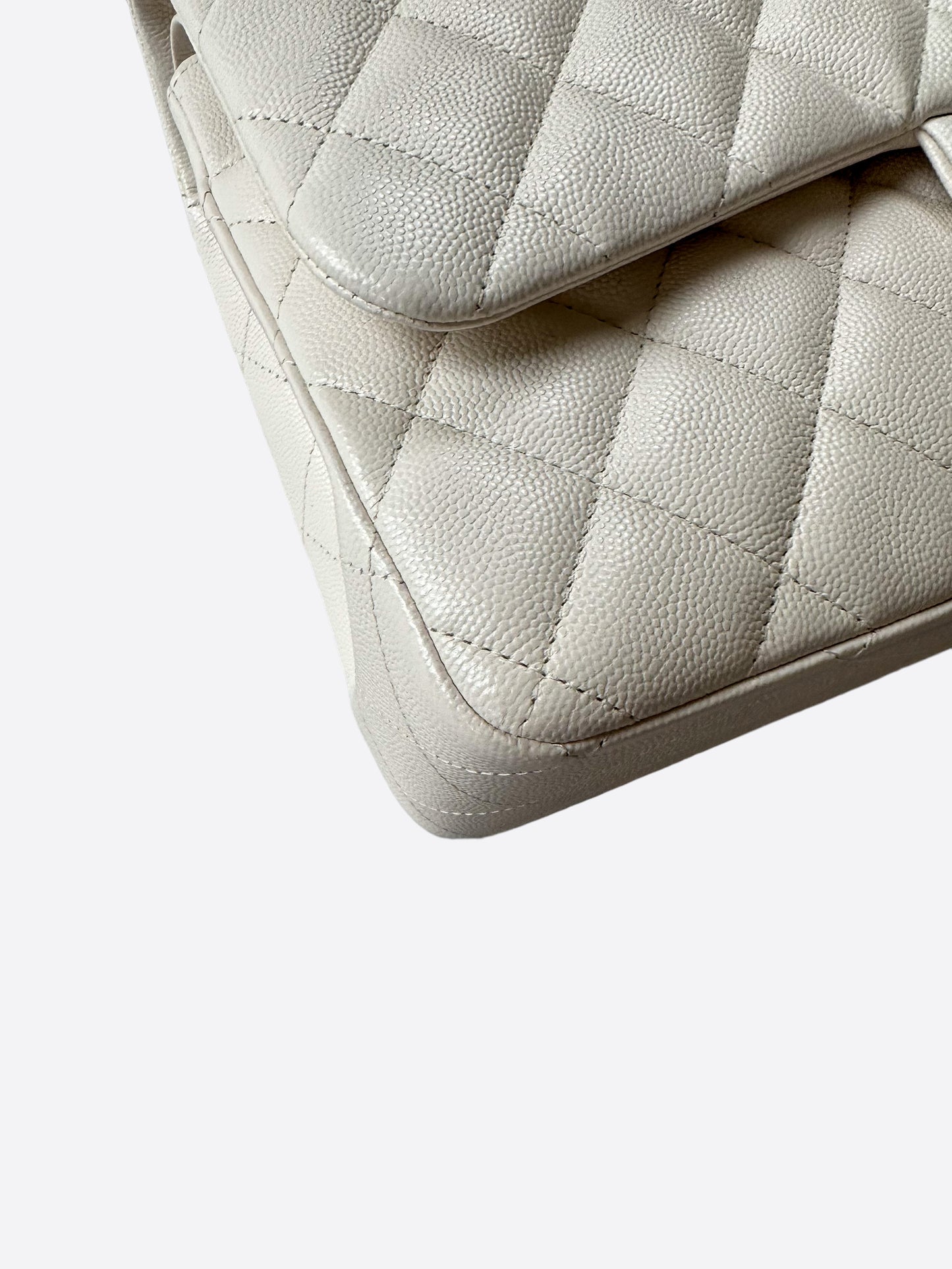 Chanel Ivory Caviar Jumbo Double Flap Bag