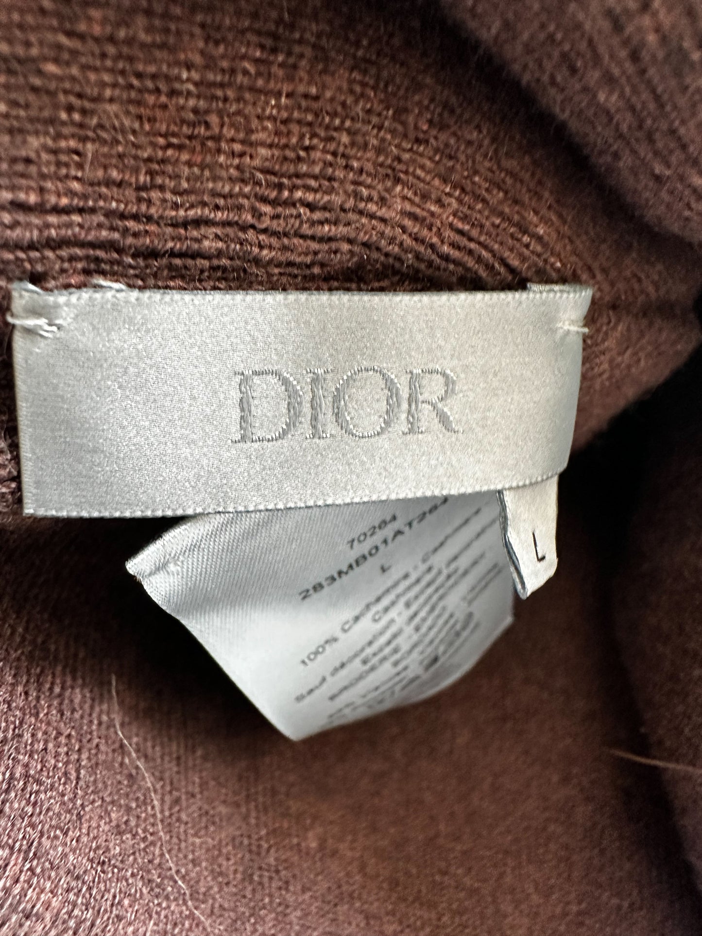 Dior Cactus Jack Brown & White Embroidered Logo Cashmere Beanie