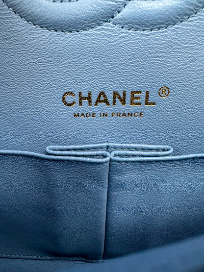 Chanel Baby Blue Lambskin Medium Double Flap Bag