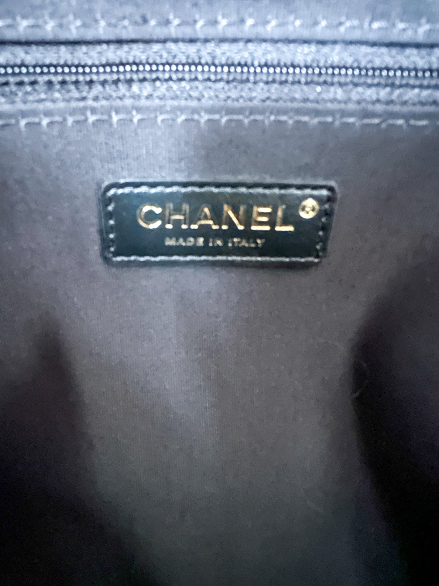 Chanel Black Shiny Calfskin Deauville Tote