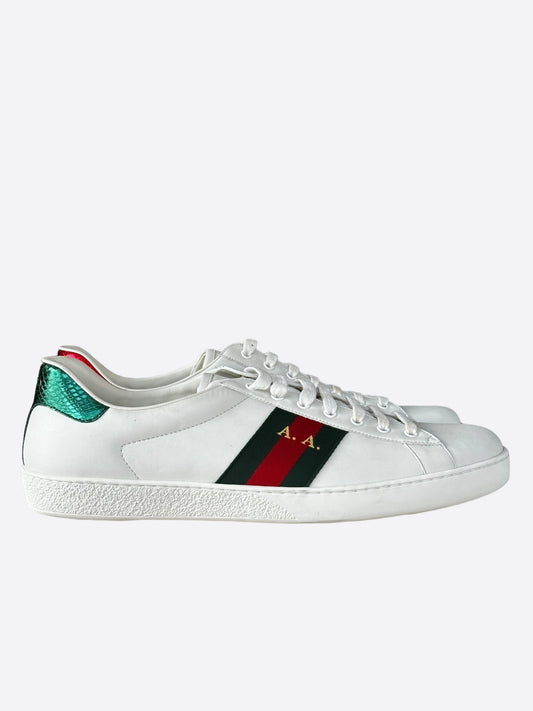 Gucci White Green & Red Striped Ace Sneaker