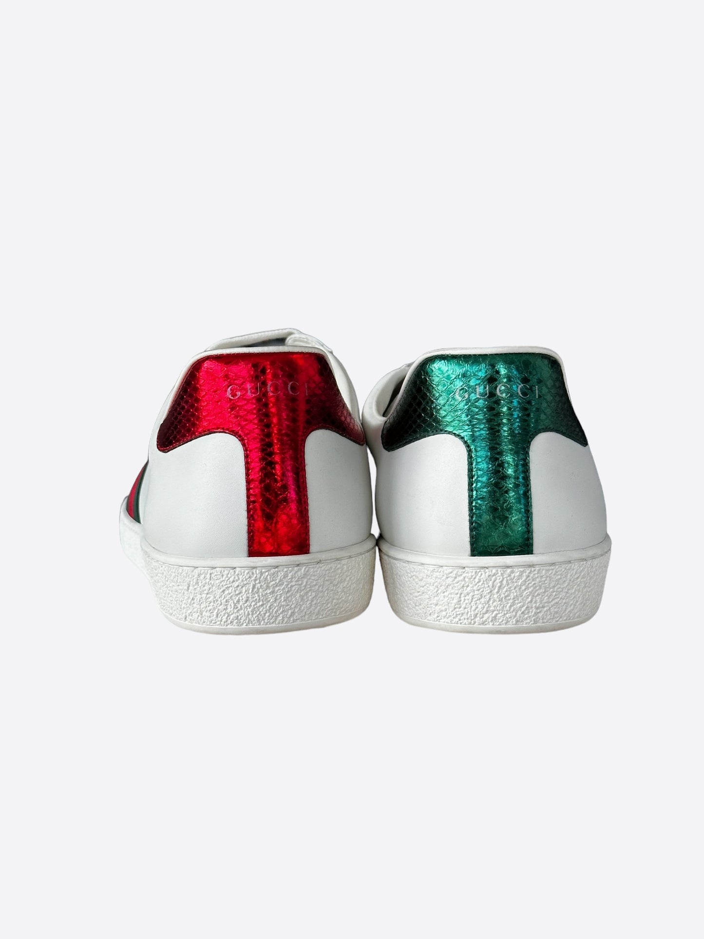 Gucci White Green & Red Striped Ace Sneaker