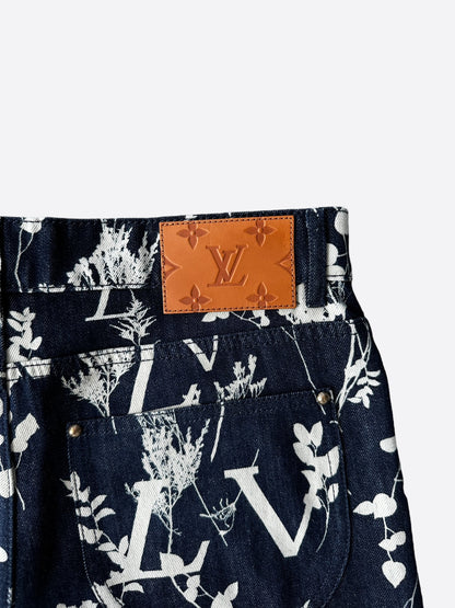 Louis Vuitton Blue & White Leaf Jeans