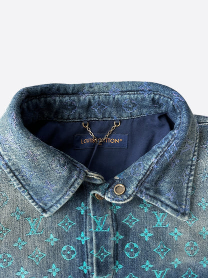 Louis Vuitton Blue Denim Gradient Monogram Denim Shirt