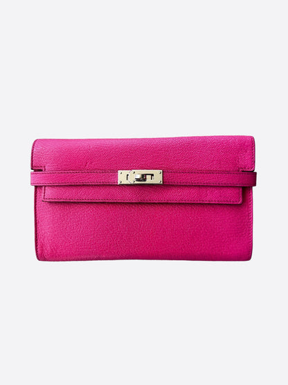 Hermes Pink Fuchsia Chèvre Kelly Wallet