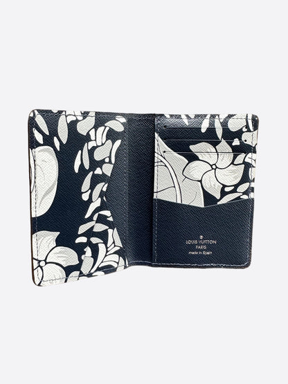 Louis Vuitton Black Floral Taiga Pocket Organizer