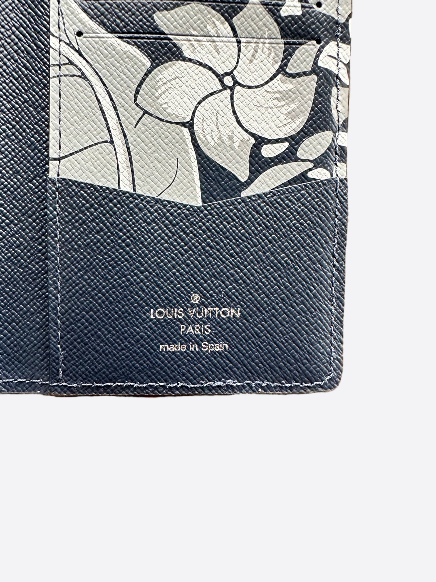 Louis Vuitton Black Floral Taiga Pocket Organizer