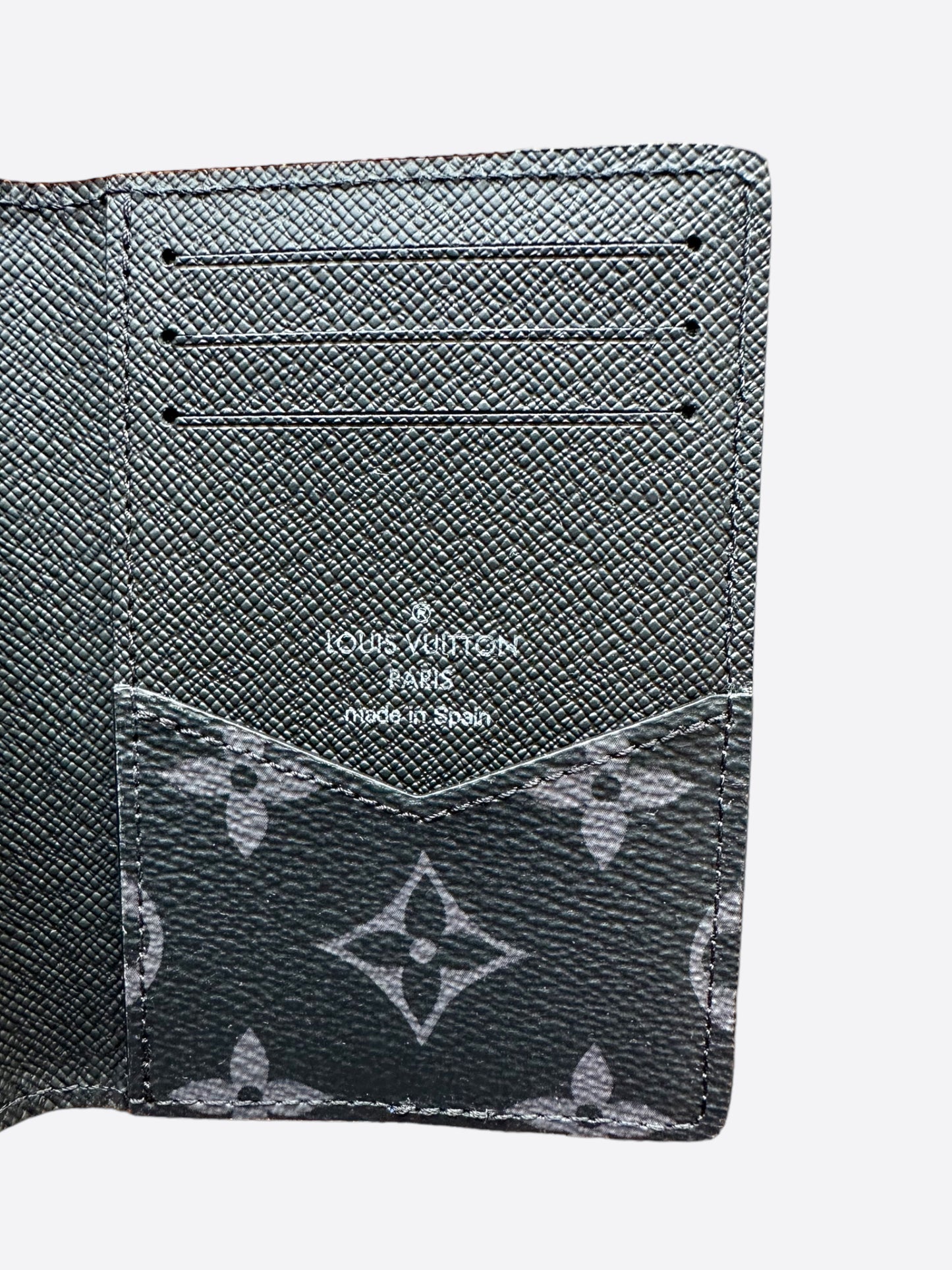 Louis Vuitton Monogram Shadow Grey Leather Logo Pocket Organizer Card  Wallet