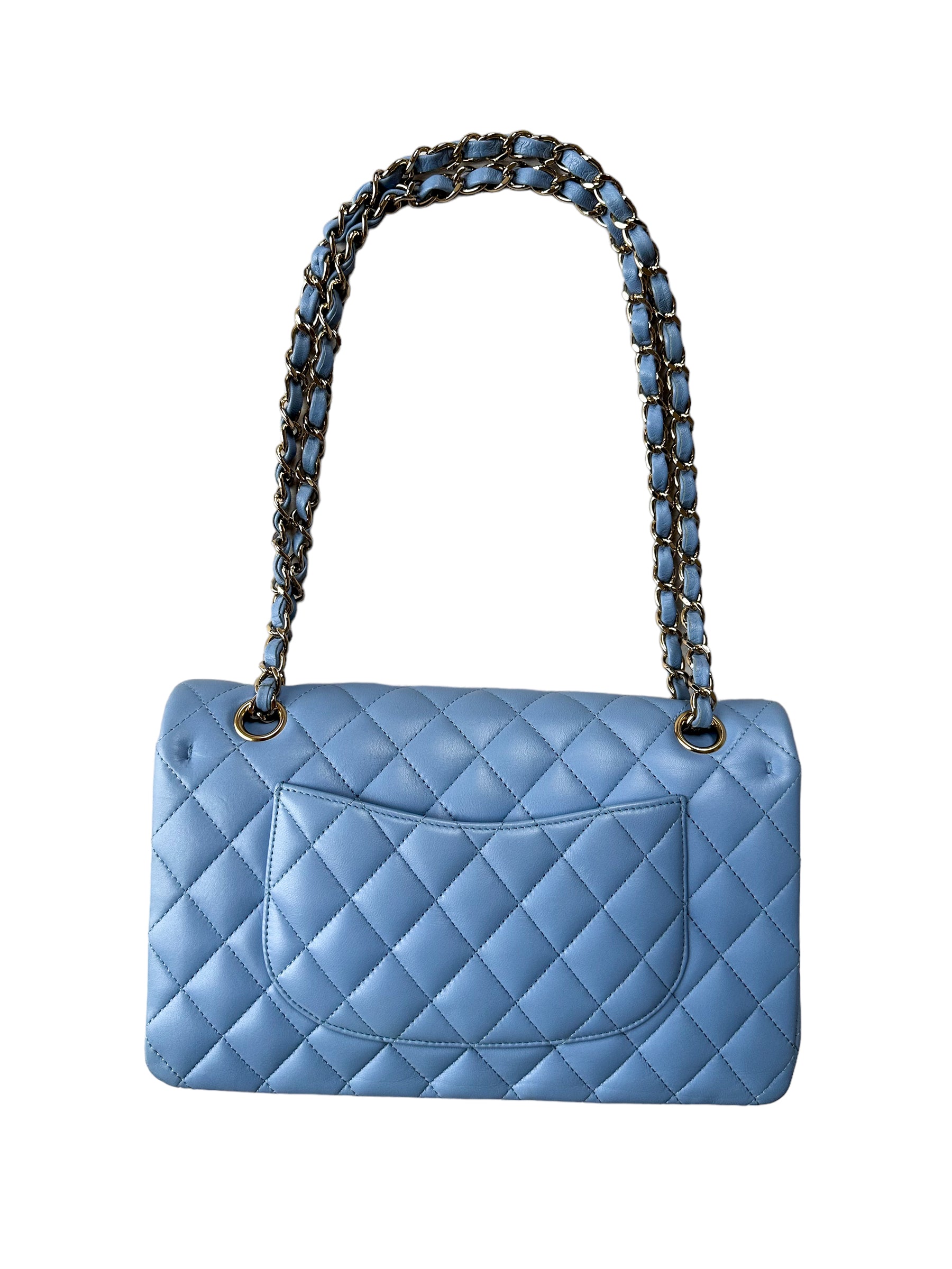Chanel Baby Blue Lambskin Medium Double Flap Bag – Savonches