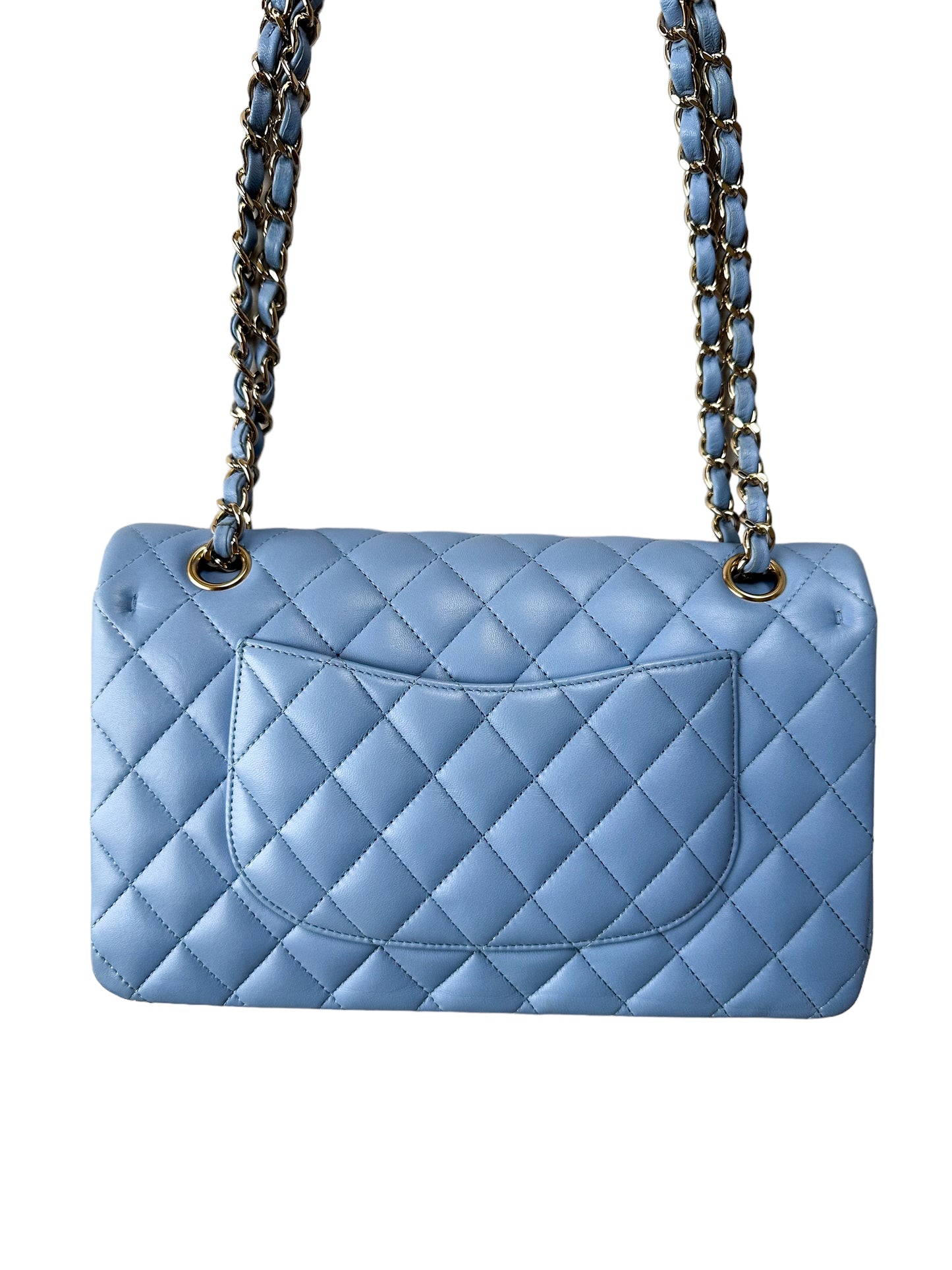 Chanel Baby Blue Lambskin Medium Double Flap Bag