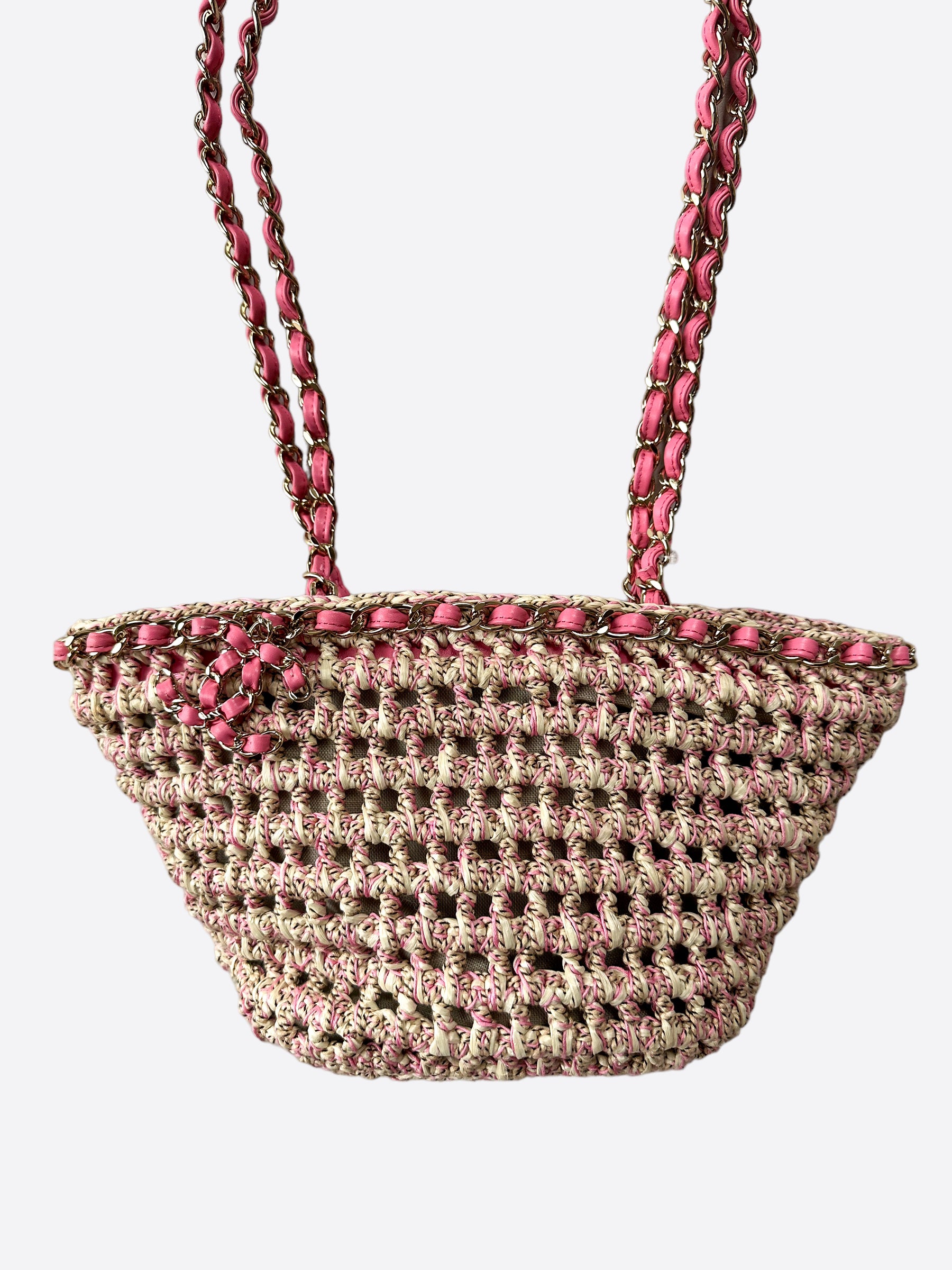 Chanel pink hot sale beach bag