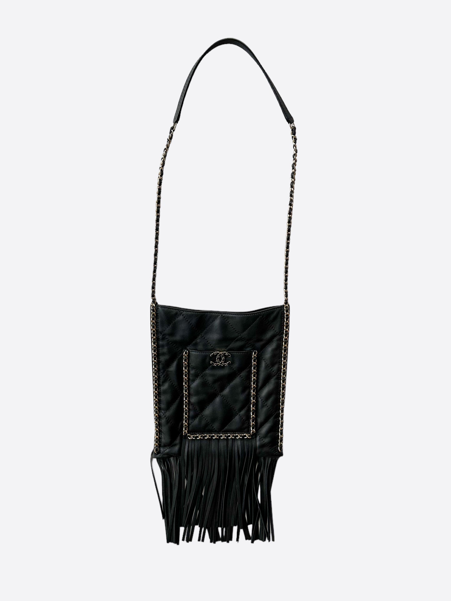 Chanel Black Flat Fringe Quilted Lambskin Bag – Savonches