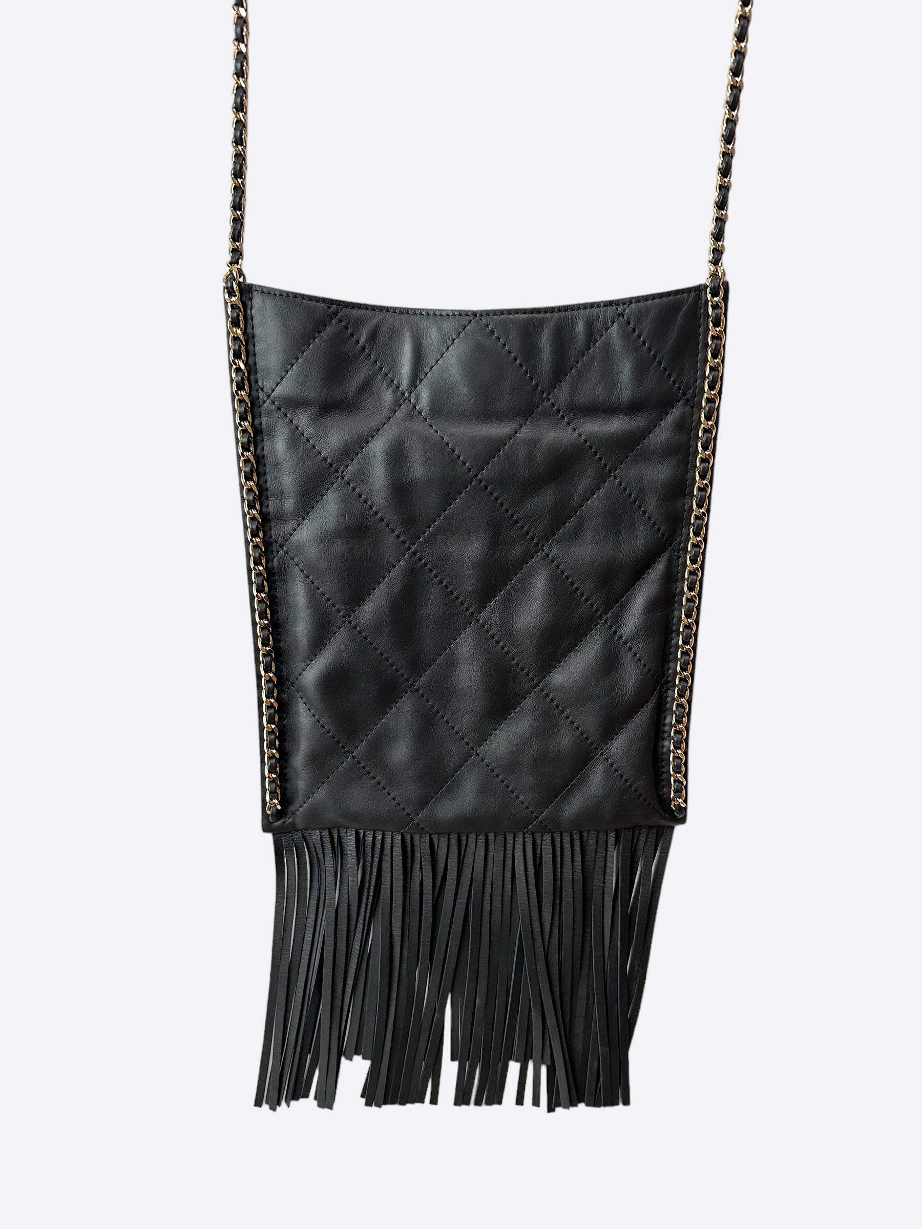 Chanel Black Flat Fringe Quilted Lambskin Bag – Savonches