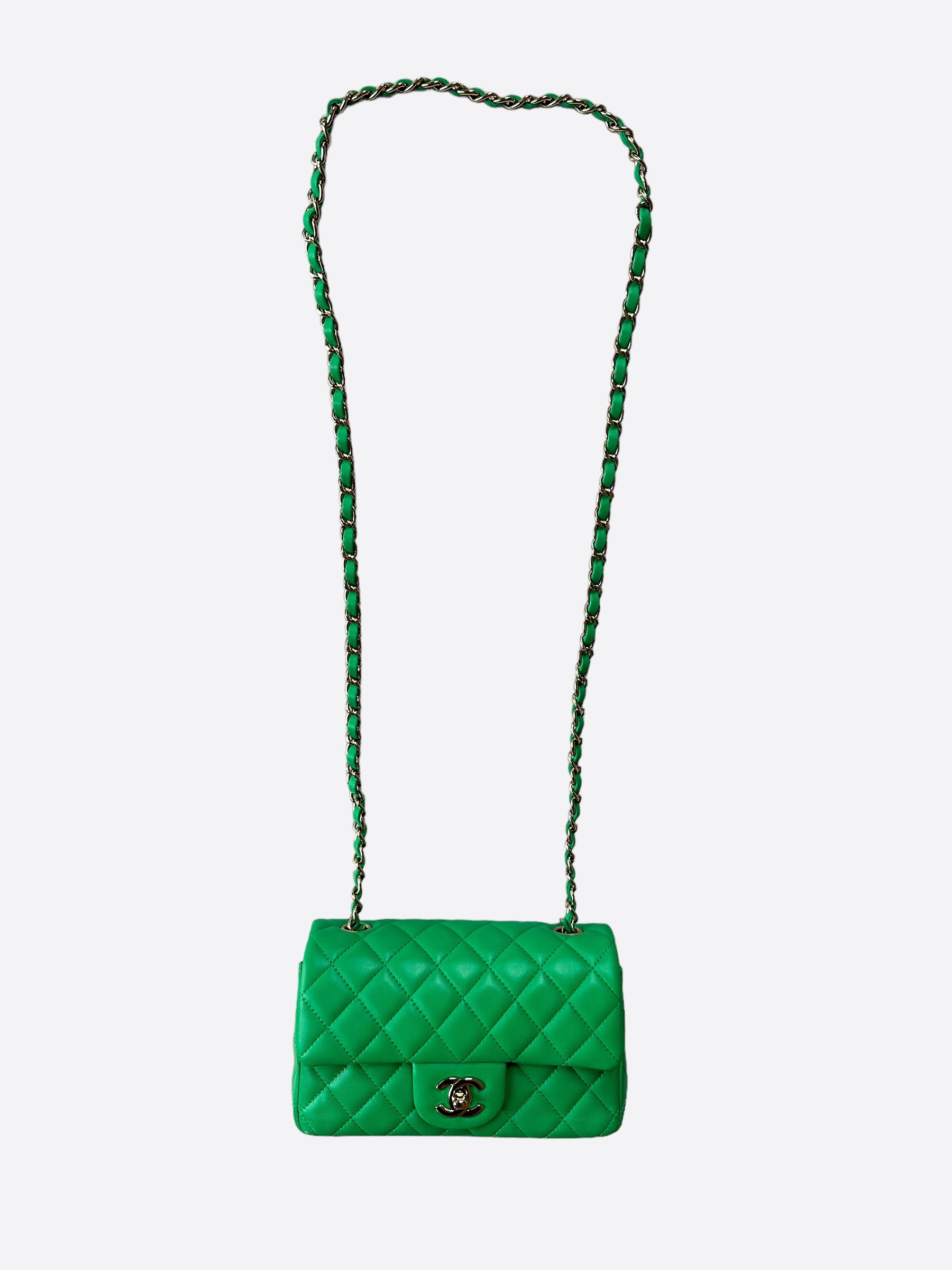 Chanel Green Mini Lambskin Flap Bag