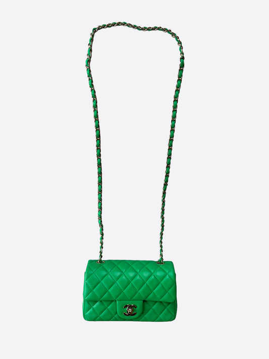 Chanel Green Mini Lambskin Flap Bag