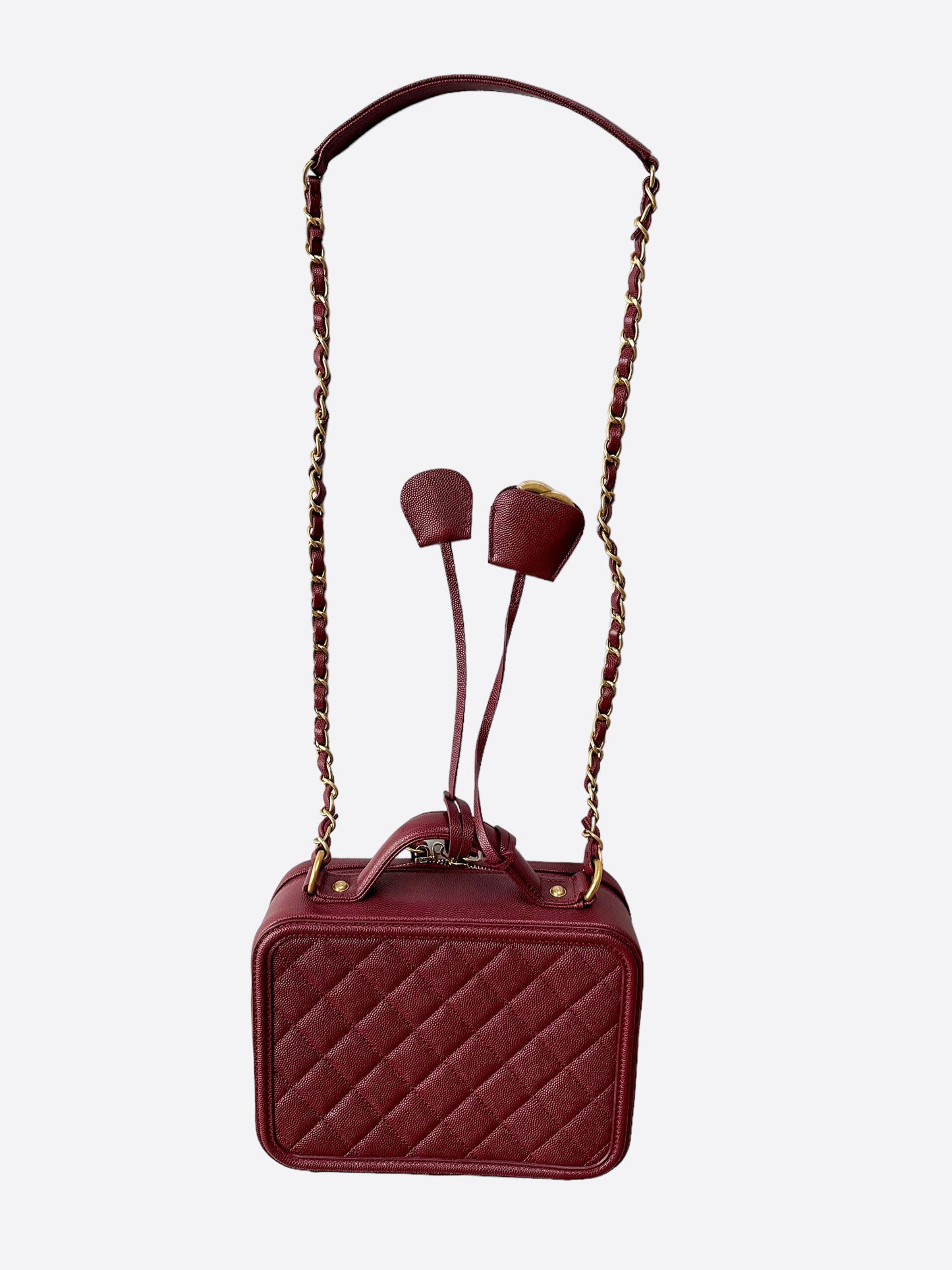 Chanel Filigree Vanity Case Bag Burgundy