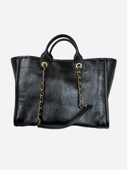 Chanel Black Shiny Calfskin Deauville Tote