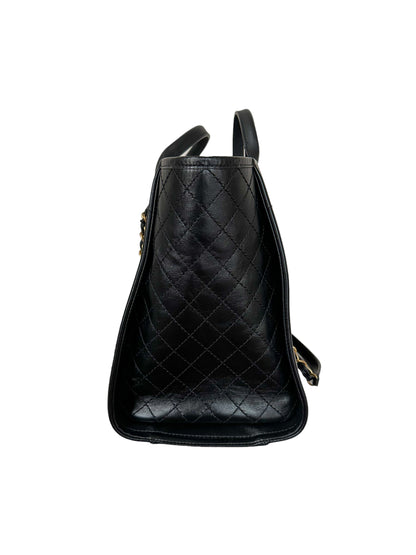 Chanel Black Shiny Calfskin Deauville Tote