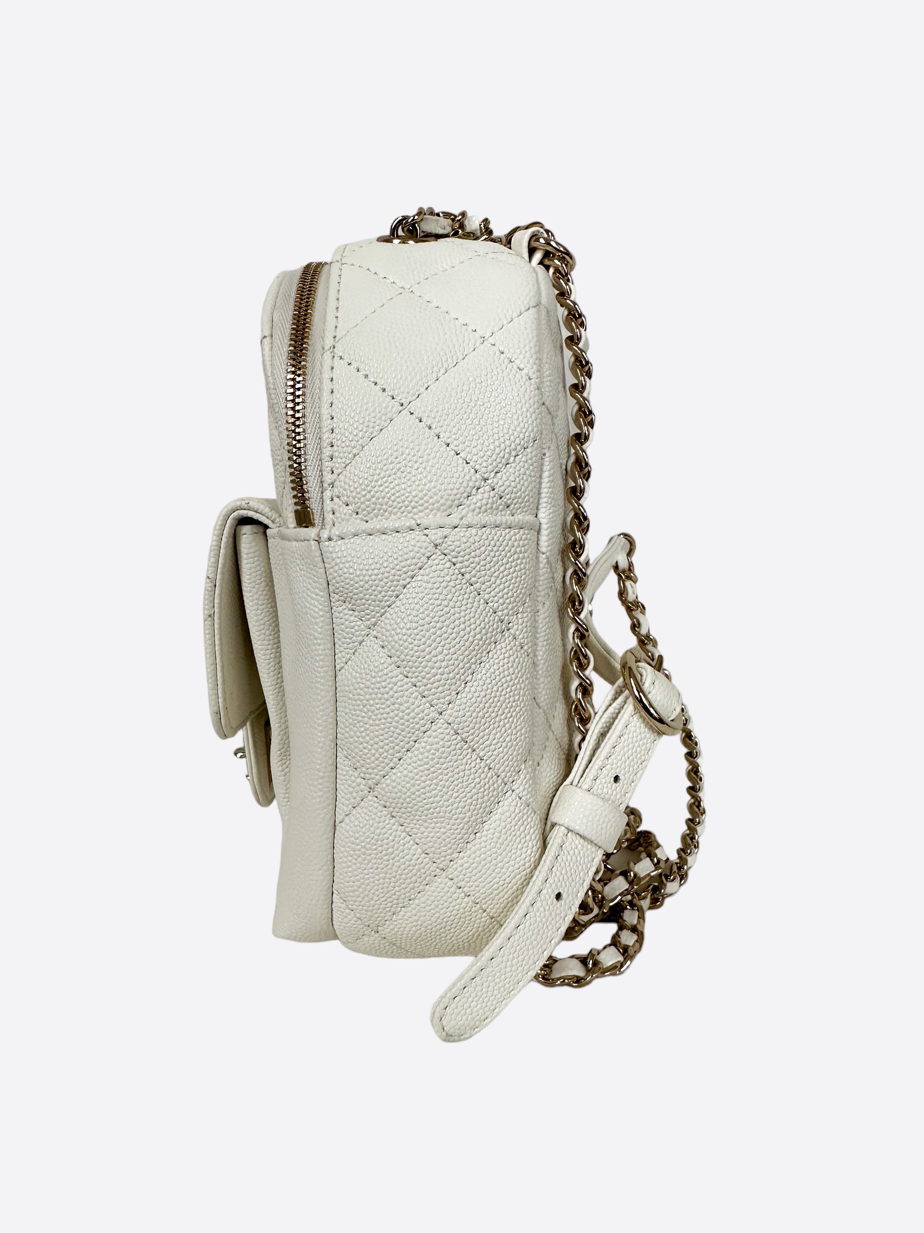 Chanel White CC Day Mini Quilted Backpack – Savonches