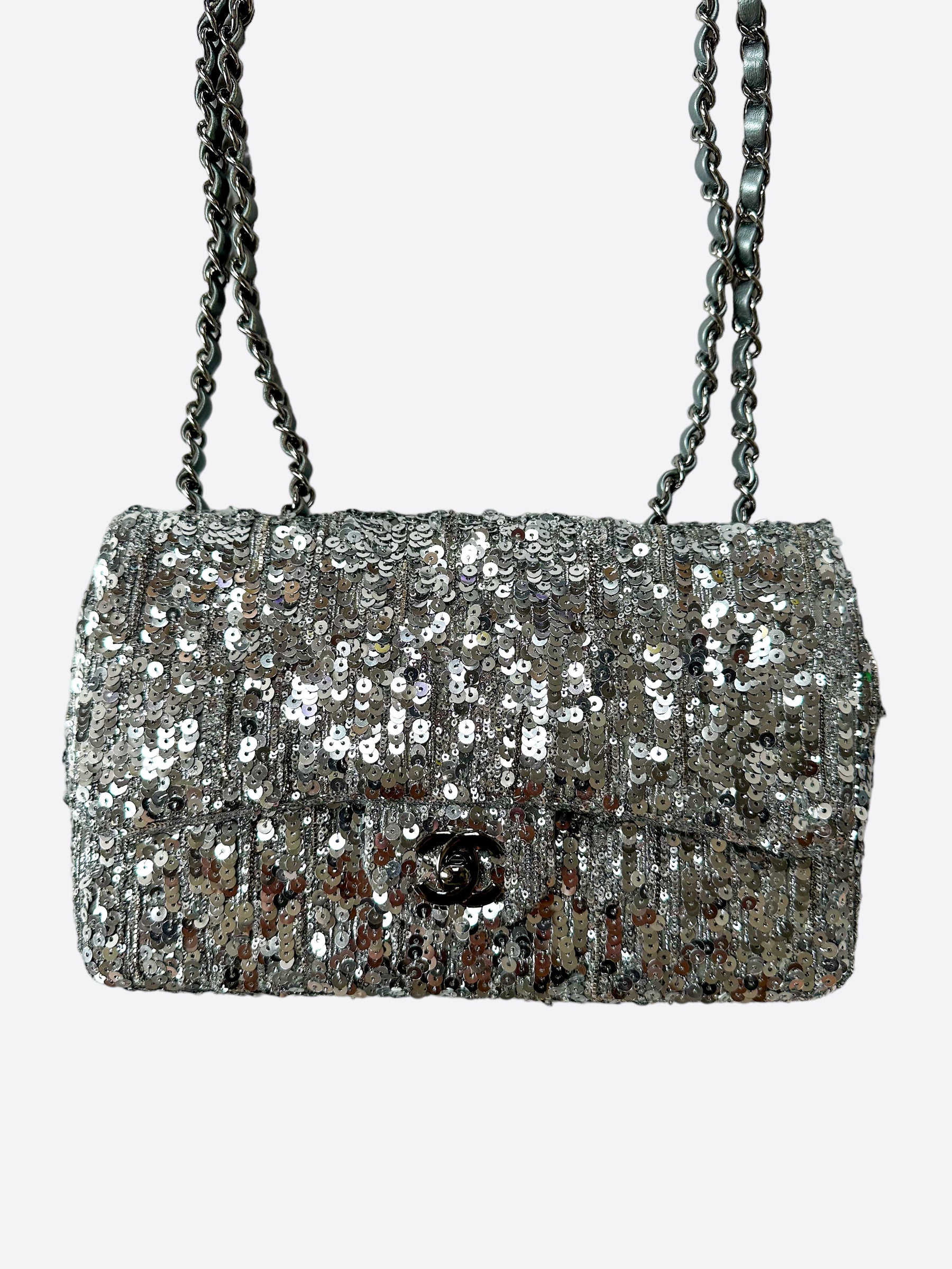 Silver sequin online purse