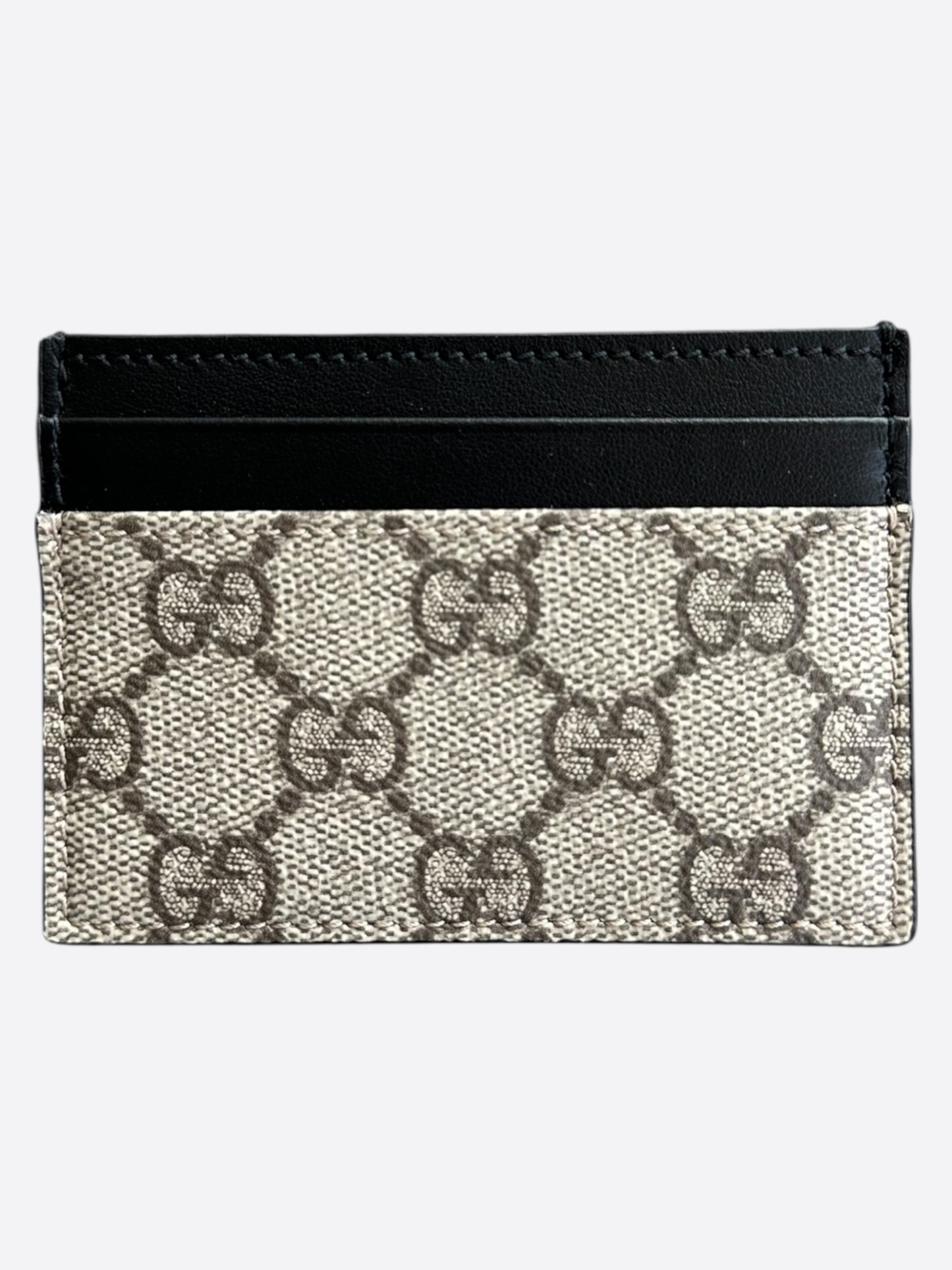 Gucci Black & Beige GG Monogram Card Holder
