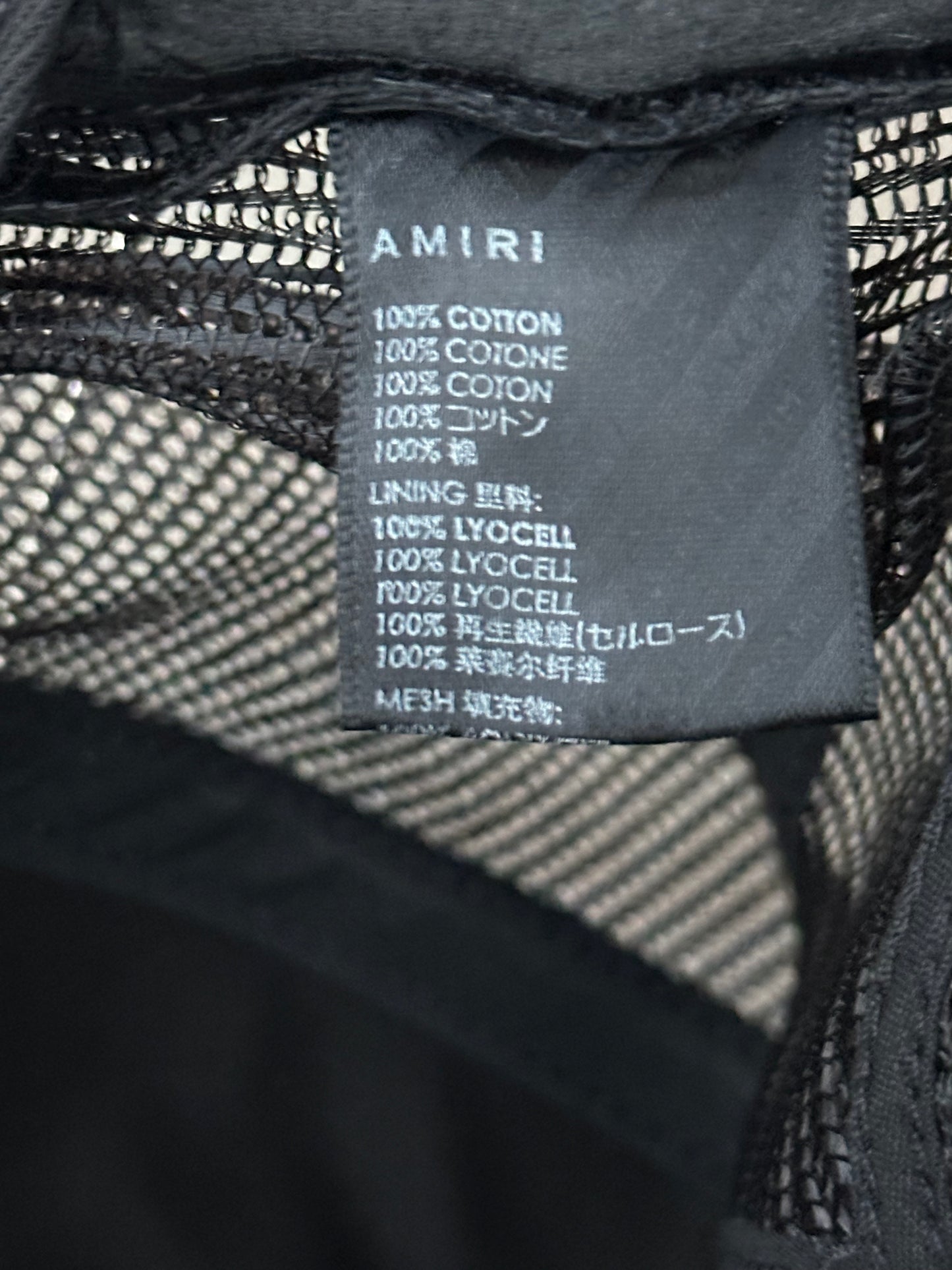 Amiri Black & Peach MA Logo Trucker Hat