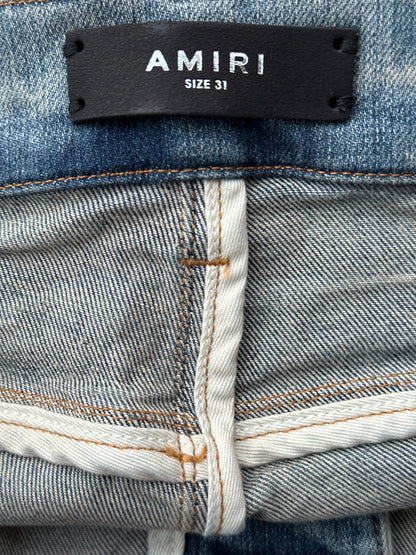 Amiri Vintage Indigo Black Sequin Patch Thrasher Jeans