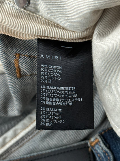 Amiri Vintage Indigo Black Sequin Patch Thrasher Jeans