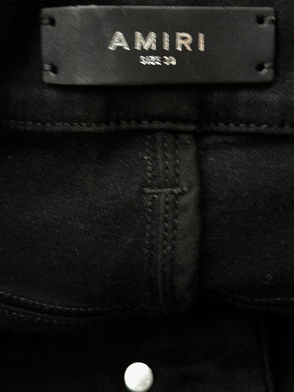 Amiri Black Serif Logo Distressed Jeans