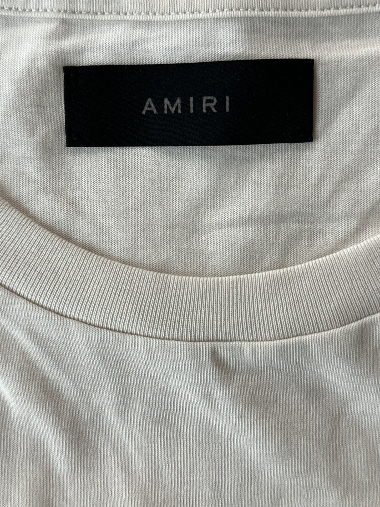 Amiri Beige & White MA Bar Logo T-Shirt