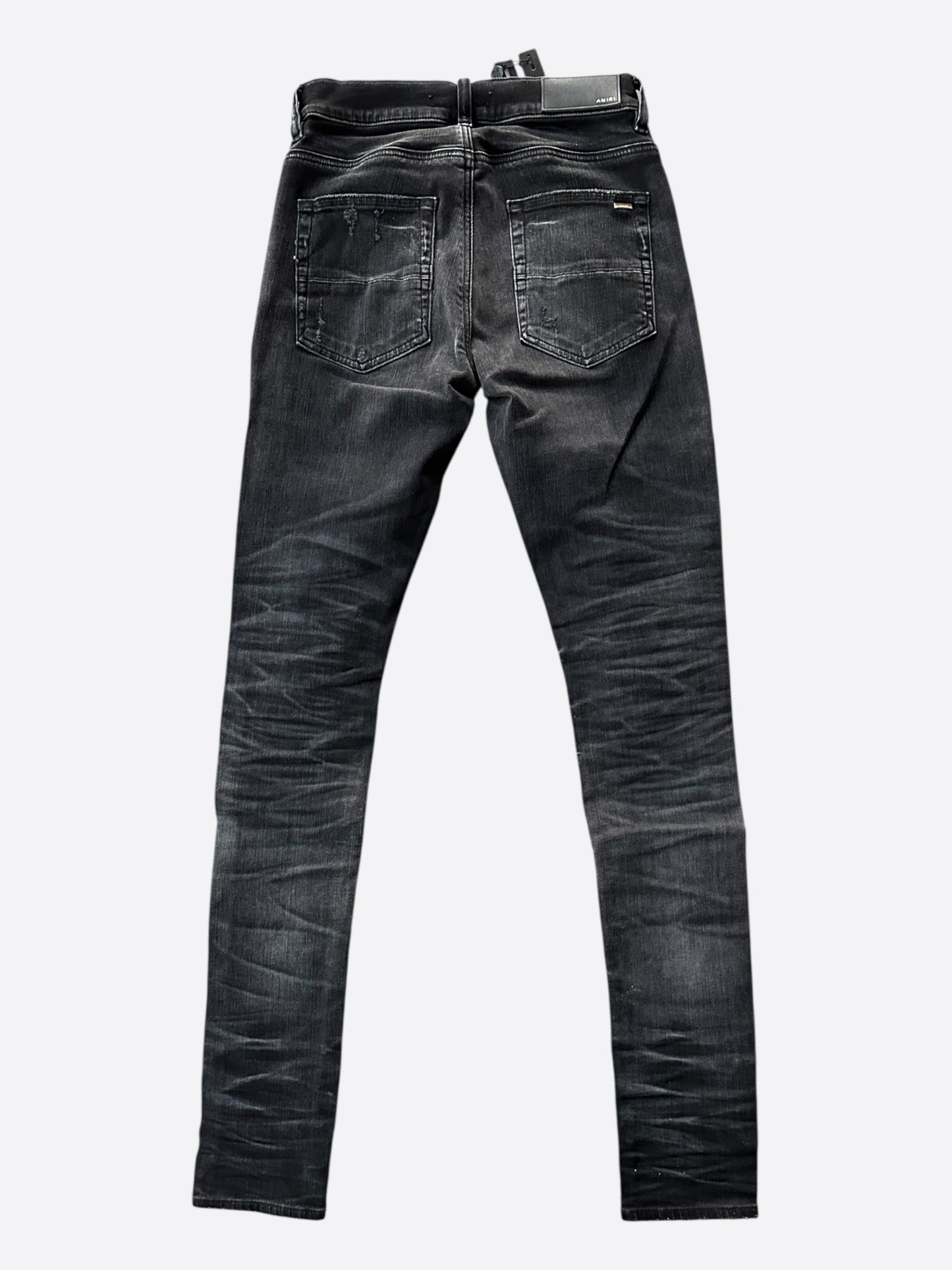 Amiri Faded Black Sequin Patch Thrasher Jeans