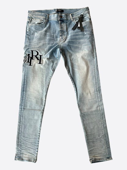 Amiri Vintage Indigo Staggered Logo Jeans