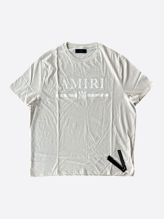 Amiri Beige & White MA Bar Logo T-Shirt
