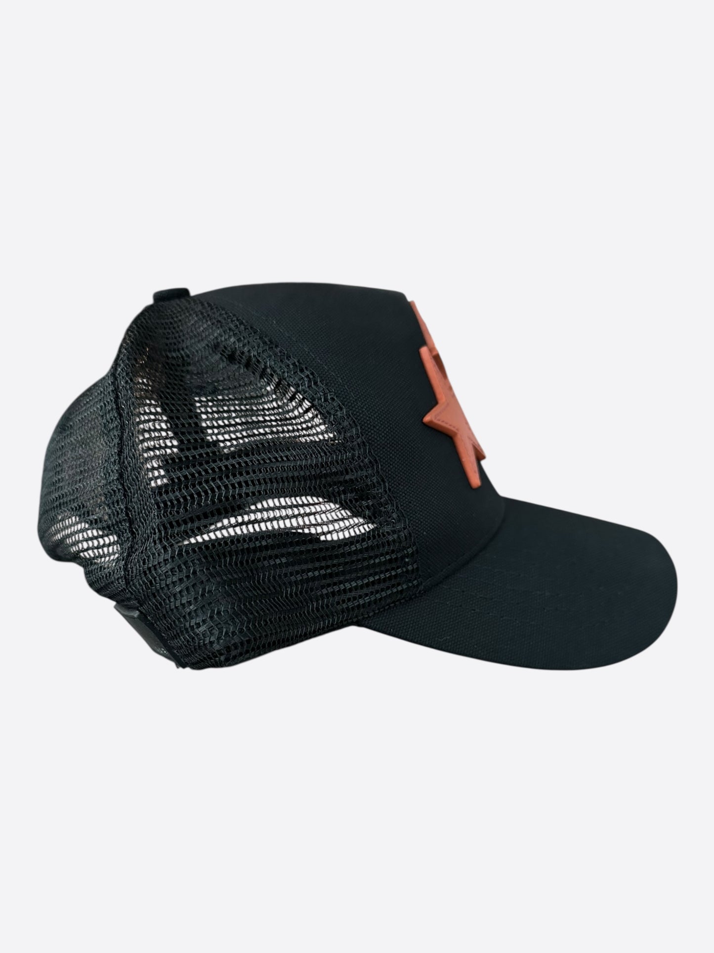 Amiri Black & Orange Triple Star Trucker Hat