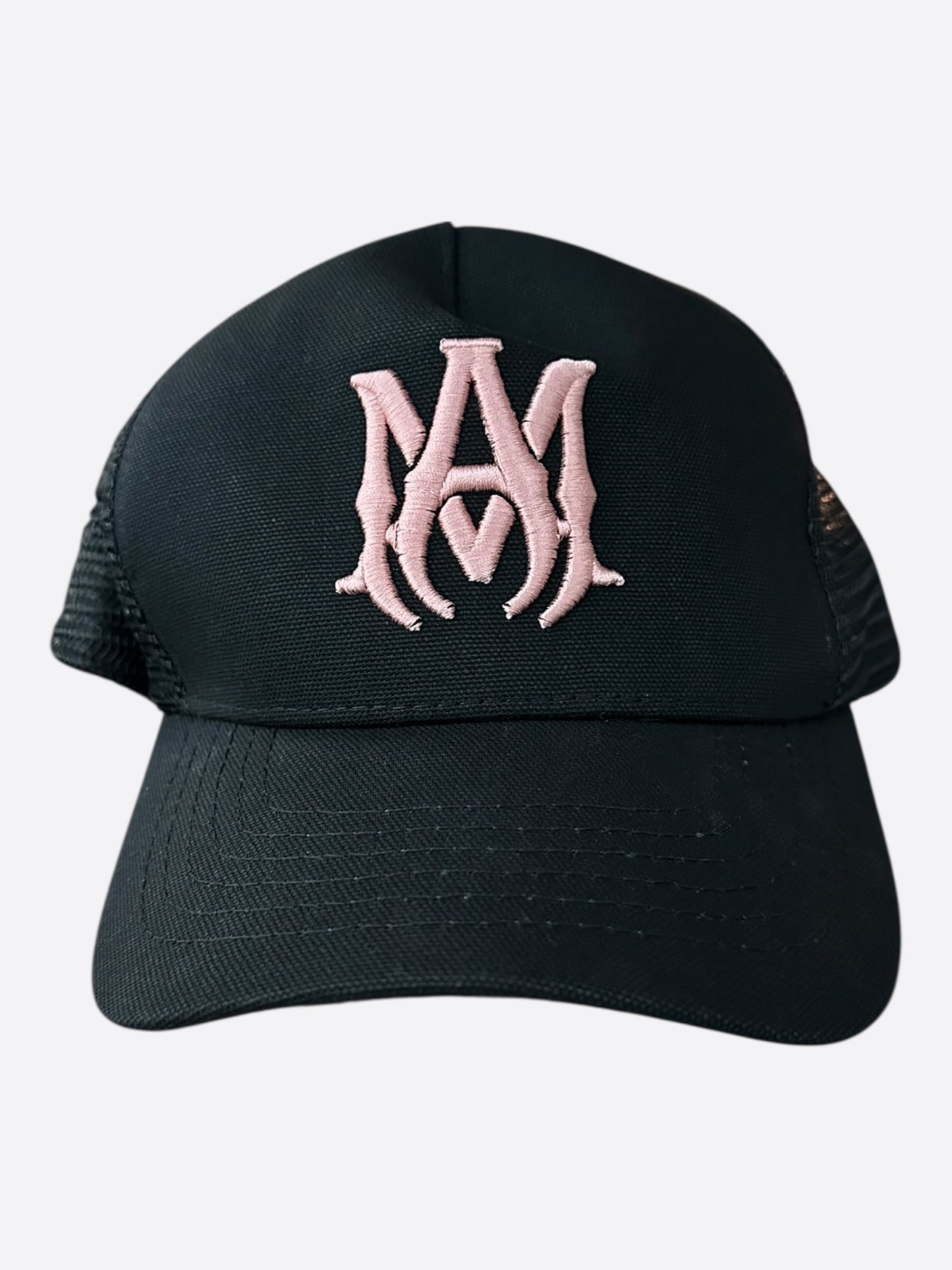 Amiri Black & Peach MA Logo Trucker Hat