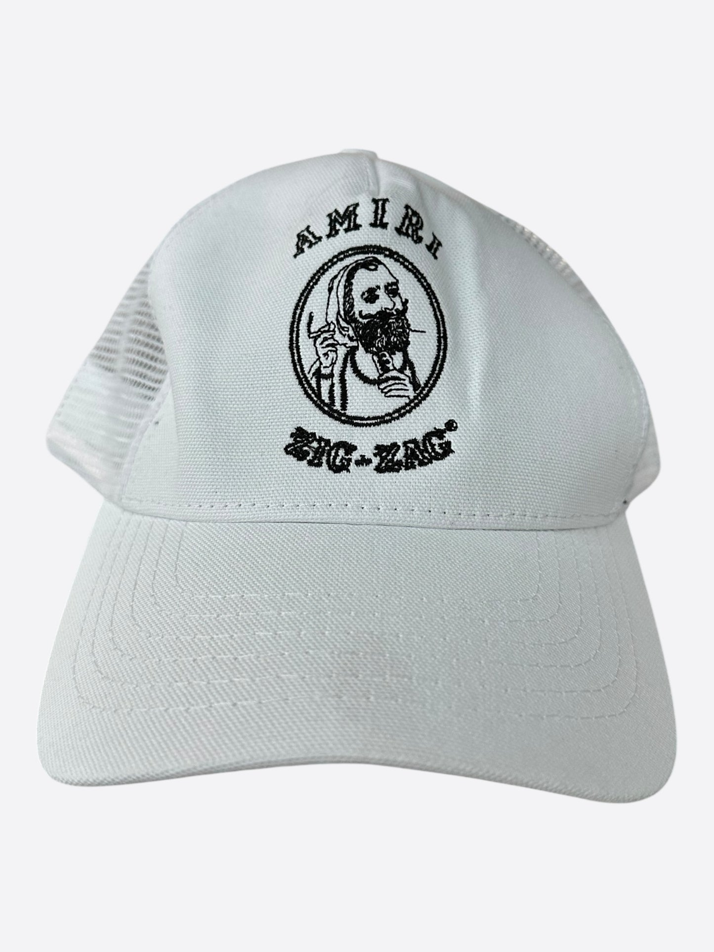 Amiri White & Black Zig-Zag Logo Trucker Hat