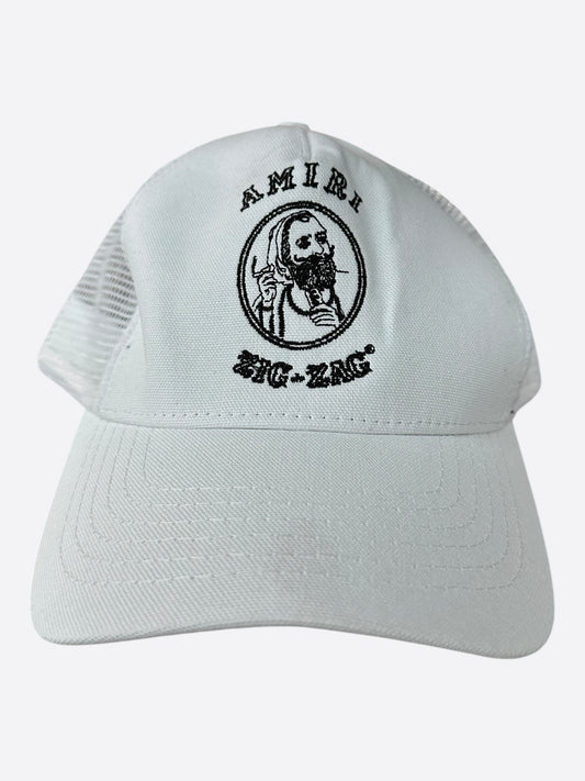 Amiri White & Black Zig-Zag Logo Trucker Hat
