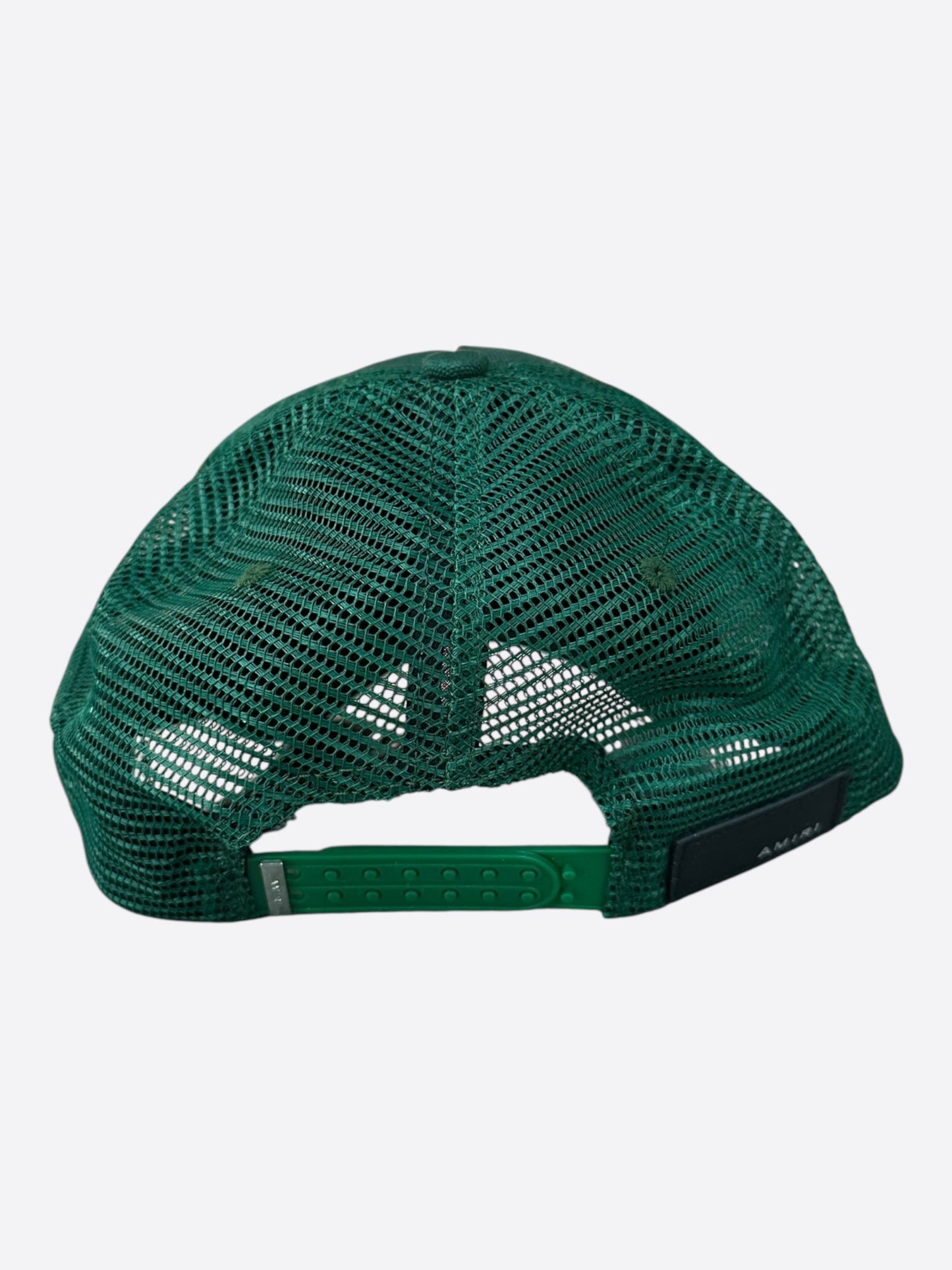 Amiri Green & White MA Logo Trucker Hat