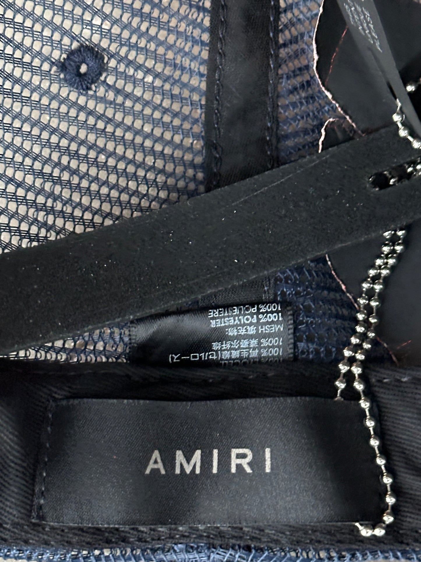Amiri Blue & White MA Logo Trucker Hat