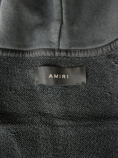 Amiri Faded Black Core Logo Shotgun Zip Up Hoodie