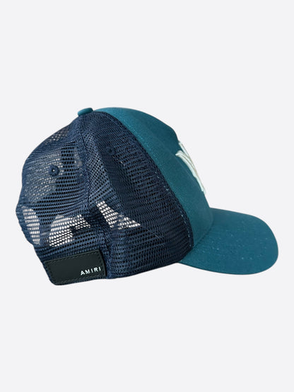 Amiri Blue & White MA Logo Trucker Hat