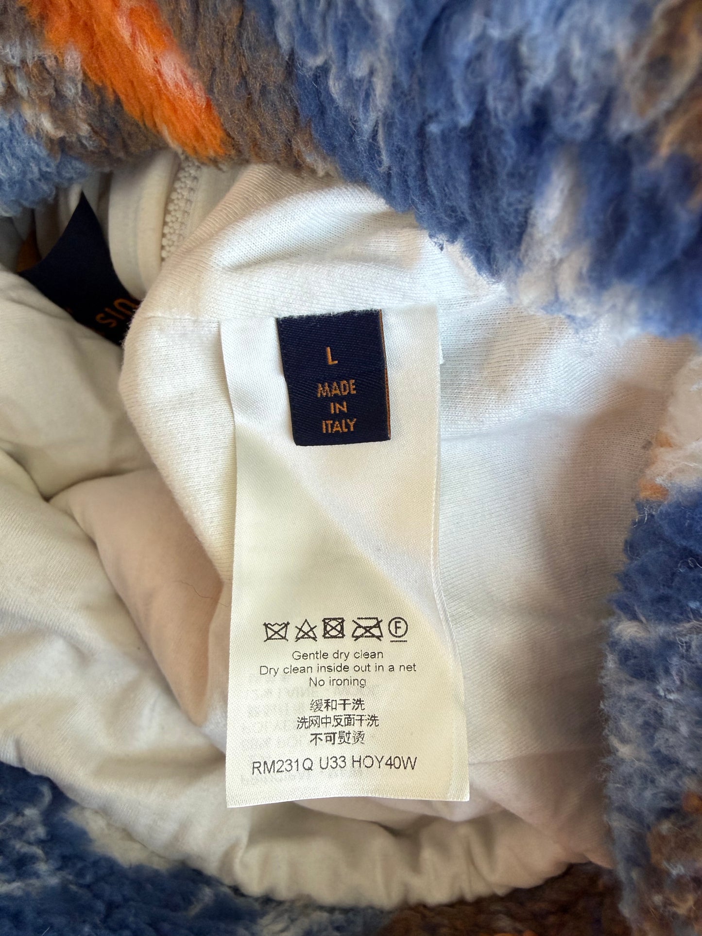 Louis Vuitton Blue & Orange Camo Monogram Fleece Zip Up Jacket